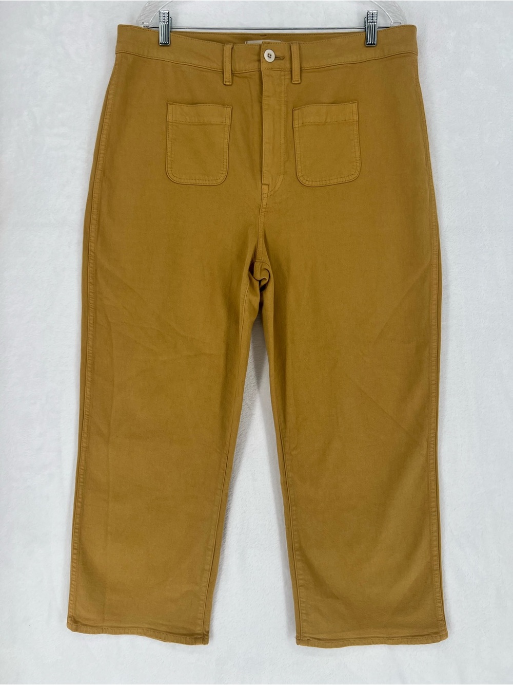 Madewell Emmett 2.0 Crop Wide-Leg Pants Earthen Gold Patch Front Pockets Sz 33